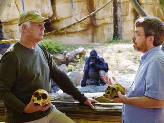 Todd Wood and Del Tackett with skulls and a gorilla
