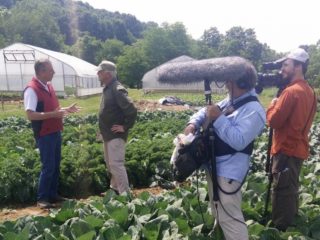 George Grant and Del Tackett talking at Bountiful Blessings Farm