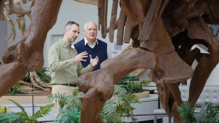 Marcus Ross and Del Tackett talking about bones