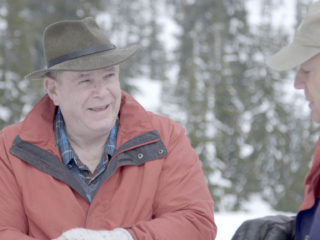 Larry Vardiman and Del Tackett talking about climate in the snow