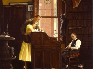 Marriage License painting by Rockwell